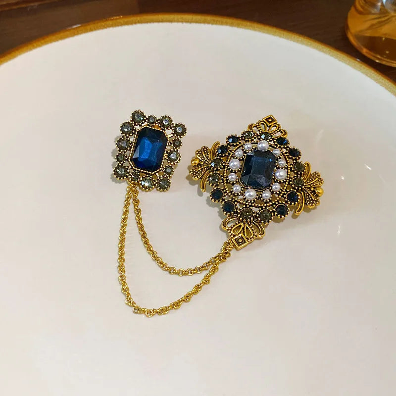 Broche vintage saphir