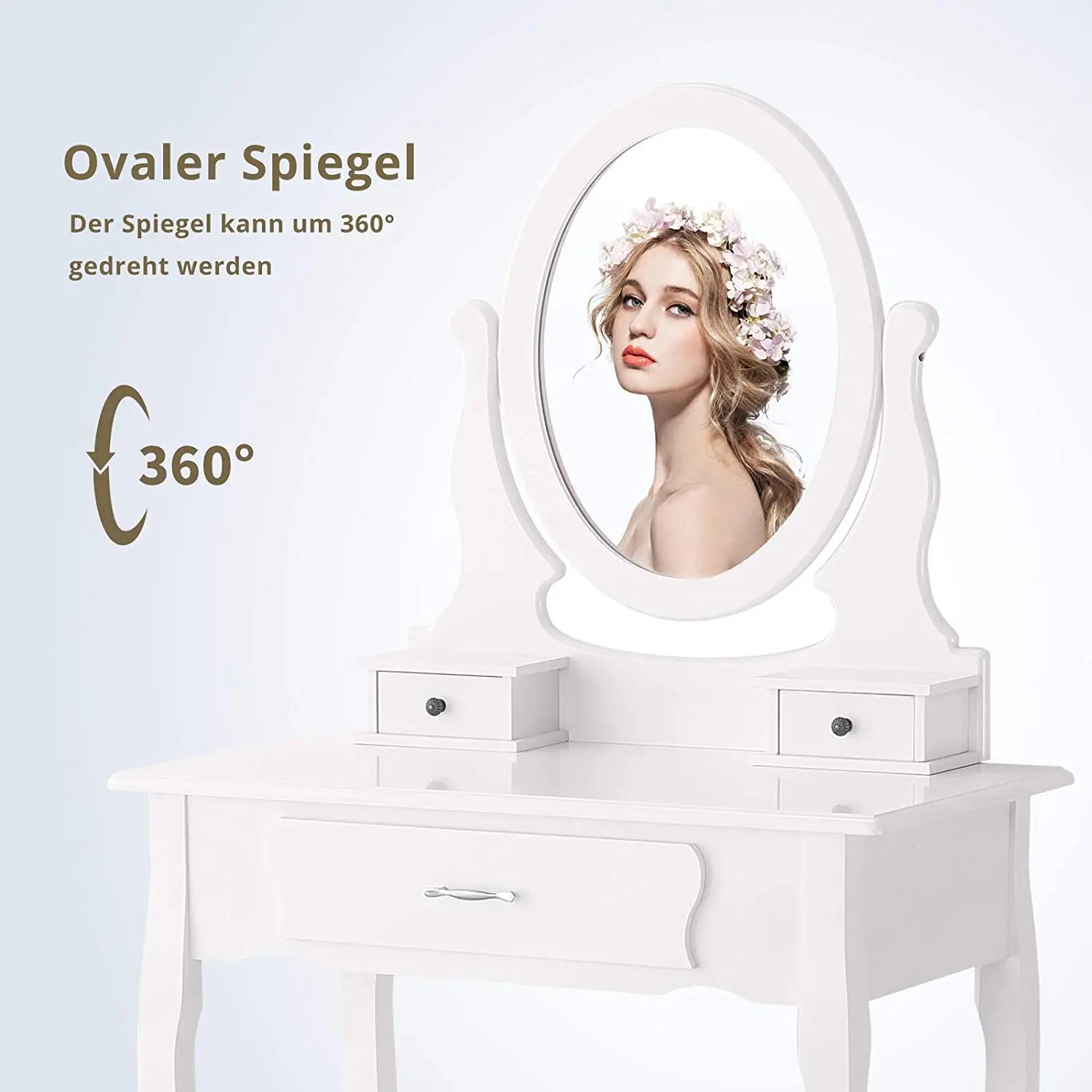 Bureau de maquillage vintage ovale