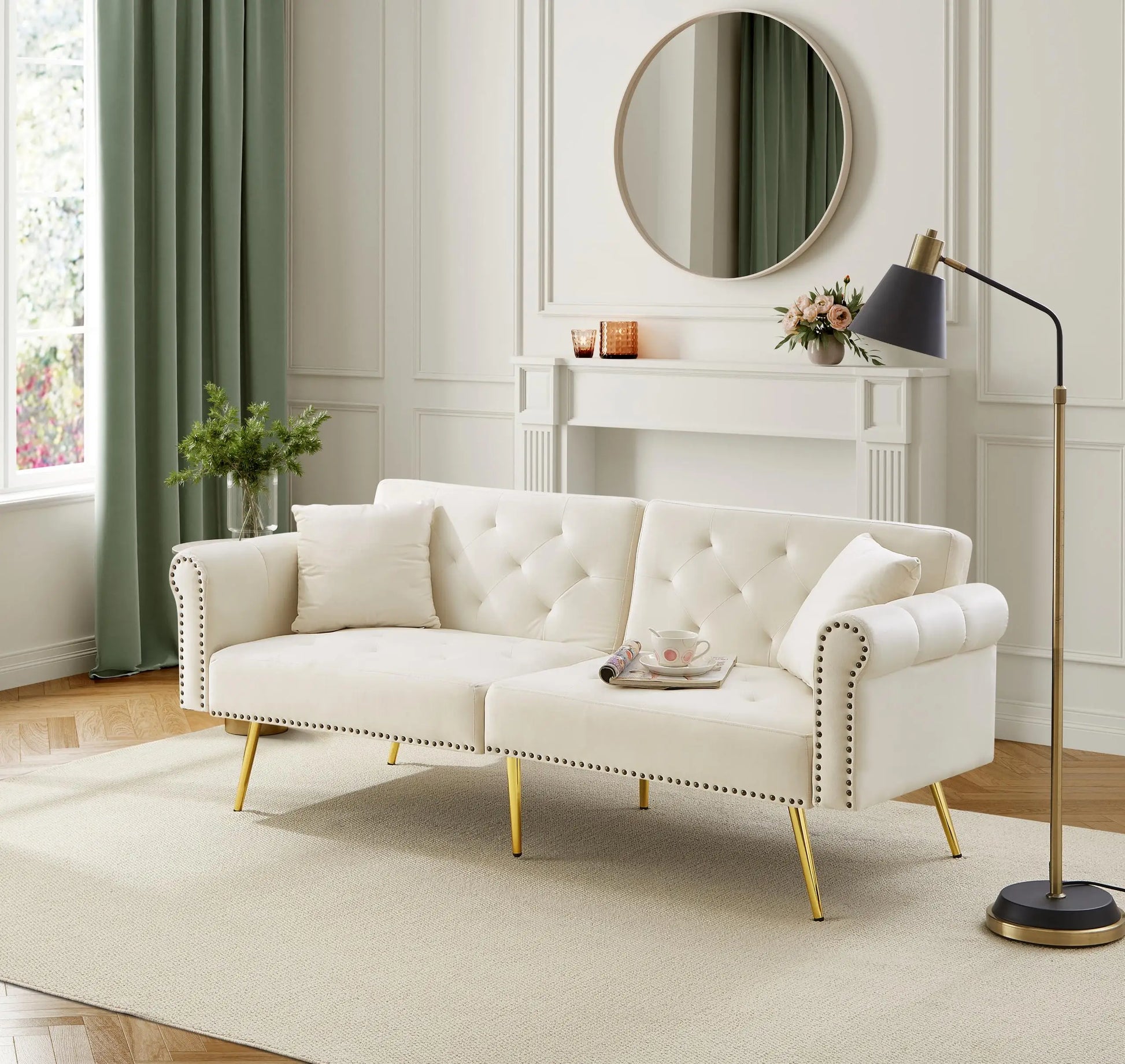 Canapé de salon vintage blanc 