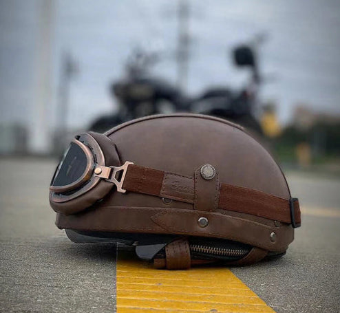 Casque jet Vintage avec Lunettes 