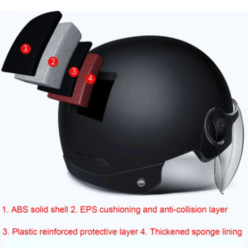 Casque jet rétro abs