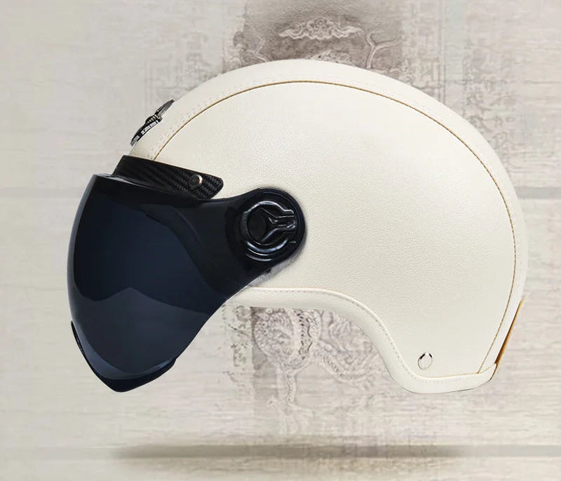 Casque jet vintage cuir