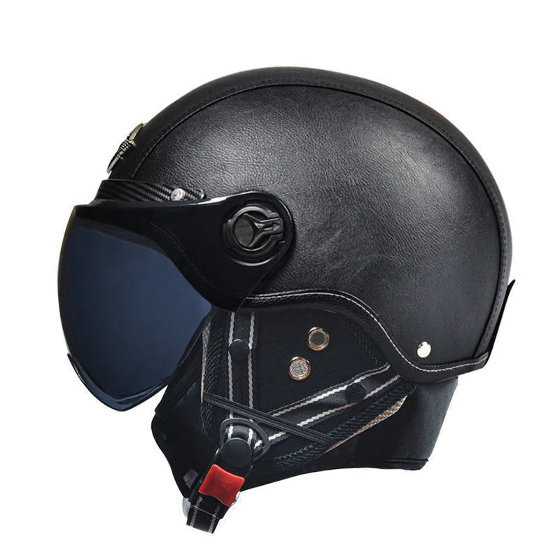 Casque jet vintage noir 
