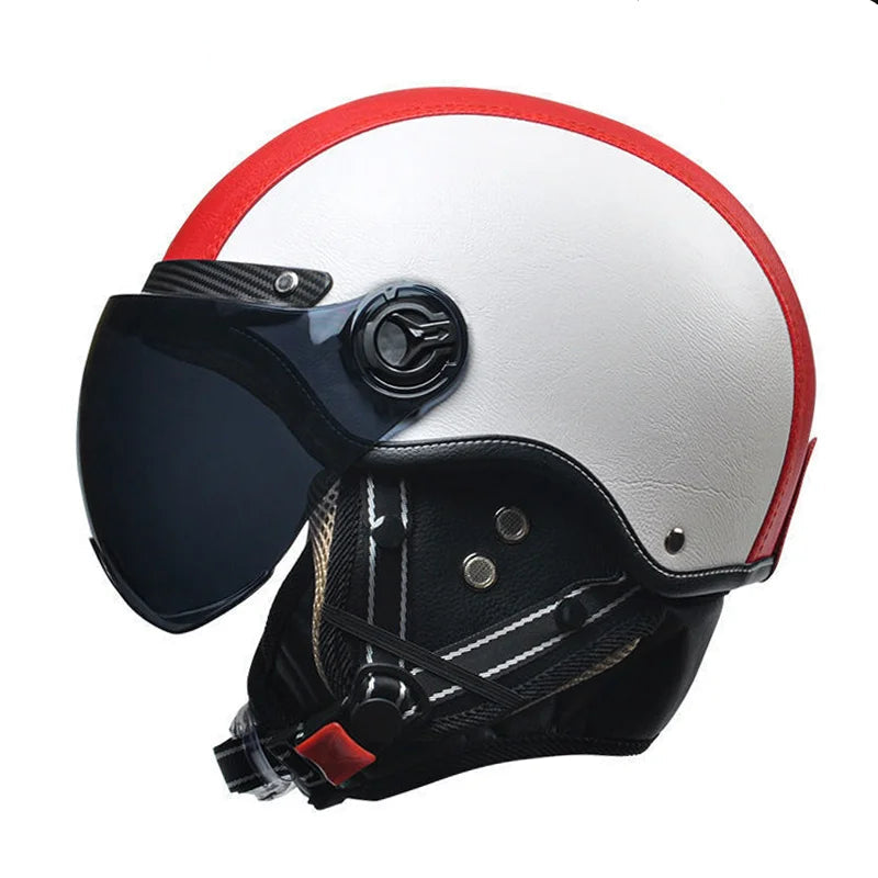 Casque jet vintage visière noir
