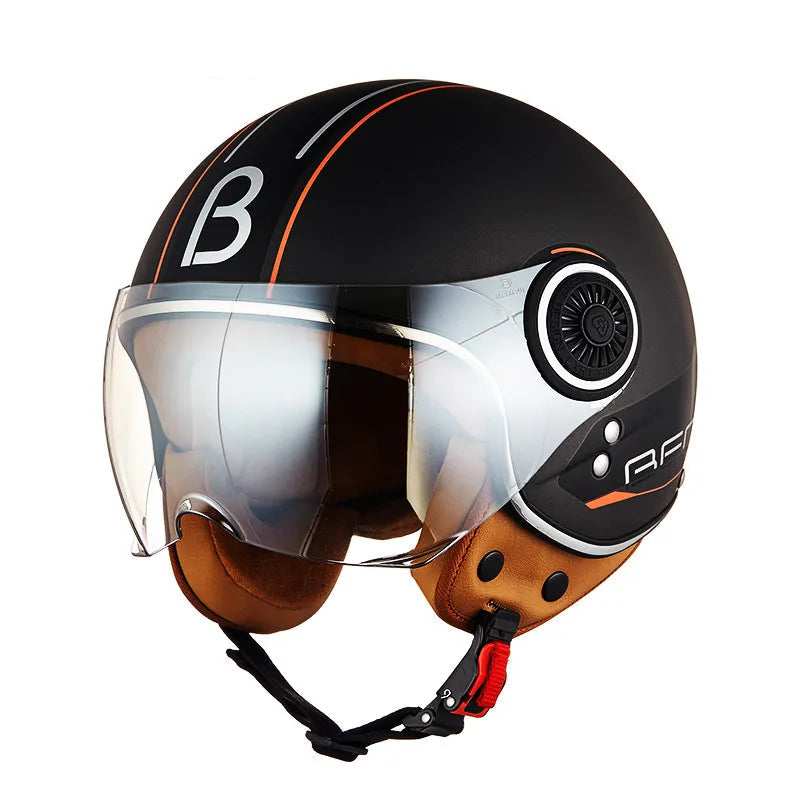 Casque moto Beon vintage couleur  noir 
