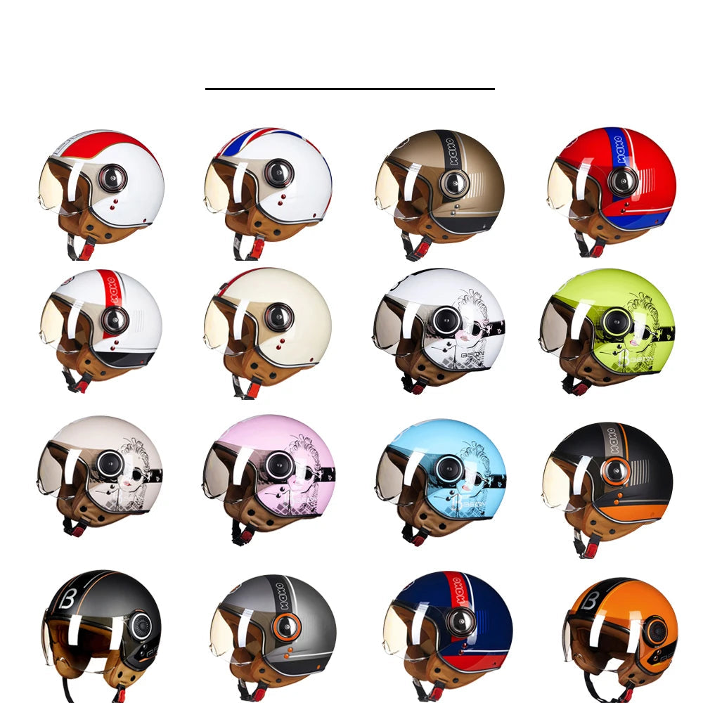 Casque moto Beon vintage couleurs 