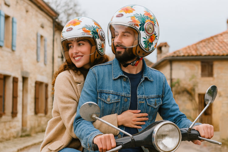 Casque moto Beon vintage couple 