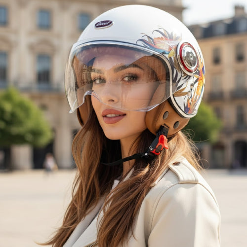 Casque moto Beon vintage fille 