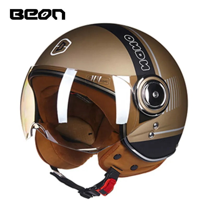 Casque moto Beon vintage  taupe sable