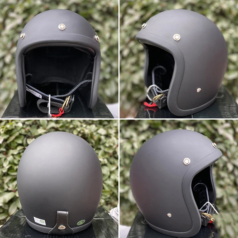 Casque moto cross vintage noir mat