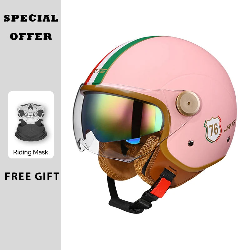 Casque moto jet vintage rose