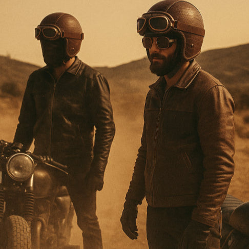 Casque moto rétro avec lunettes homme