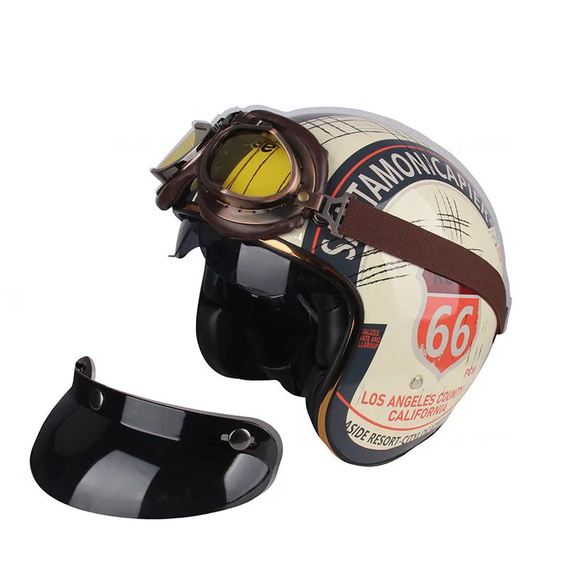 Casque moto vintage USA fond blanc