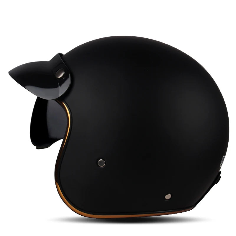 Casque moto vintage USA full black mat