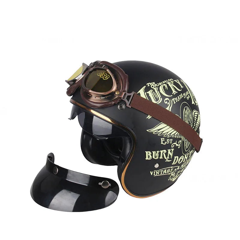 Casque moto vintage USA noir lucky