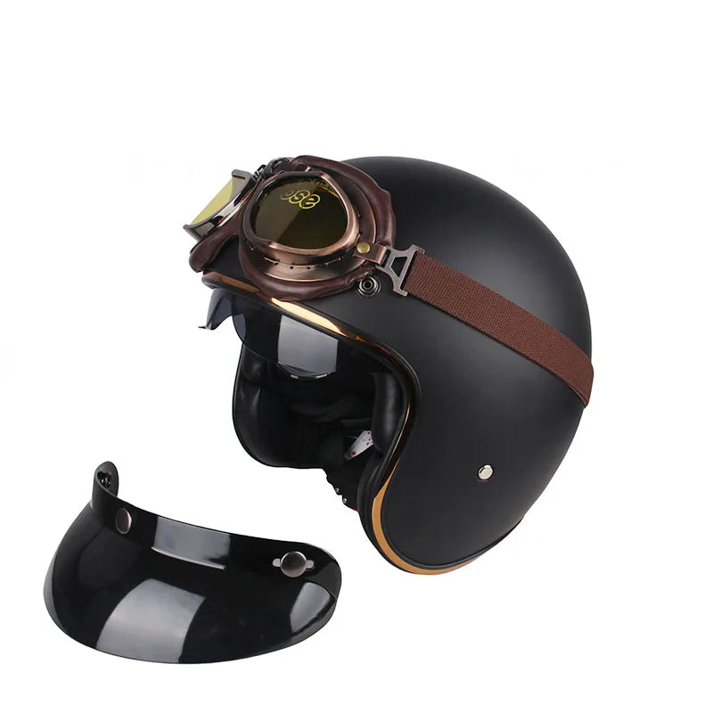 Casque moto vintage USA noir mat