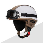Casque moto vintage army avec lunette - Vignette | StyleVintage™ 
