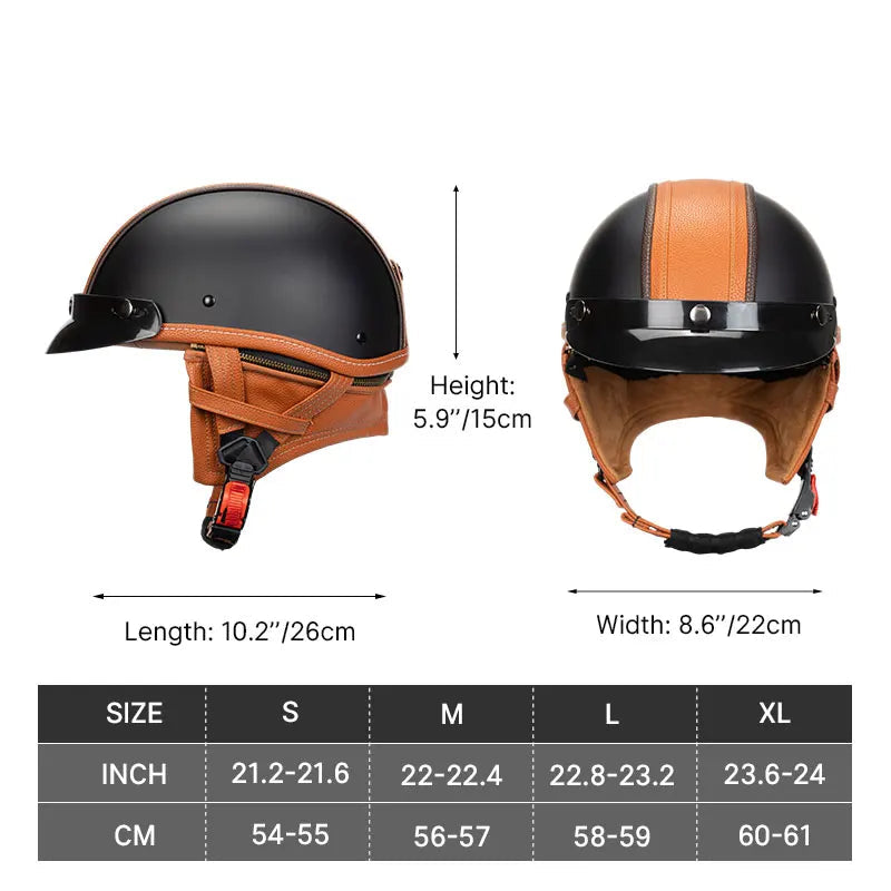 Casque moto vintage army avec lunette taille