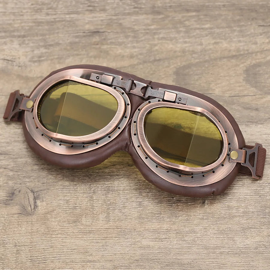 Casque moto vintage army avec lunettes lunette