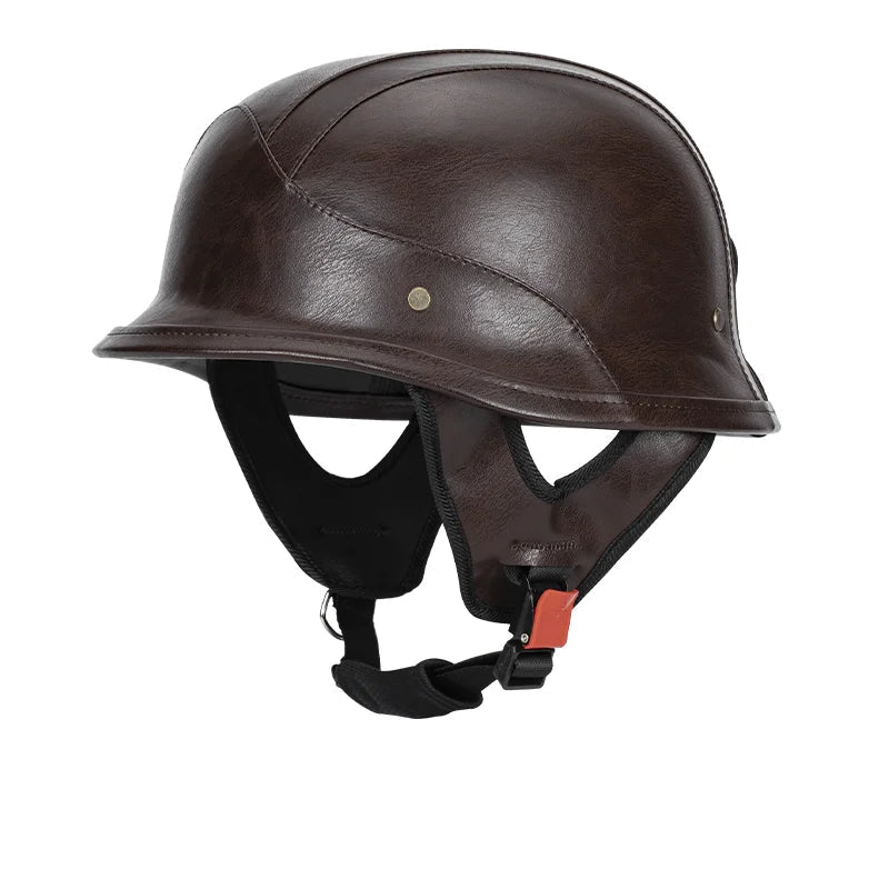 Casque moto vintage army marron