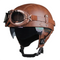 Casque moto vintage avec lunettes marron