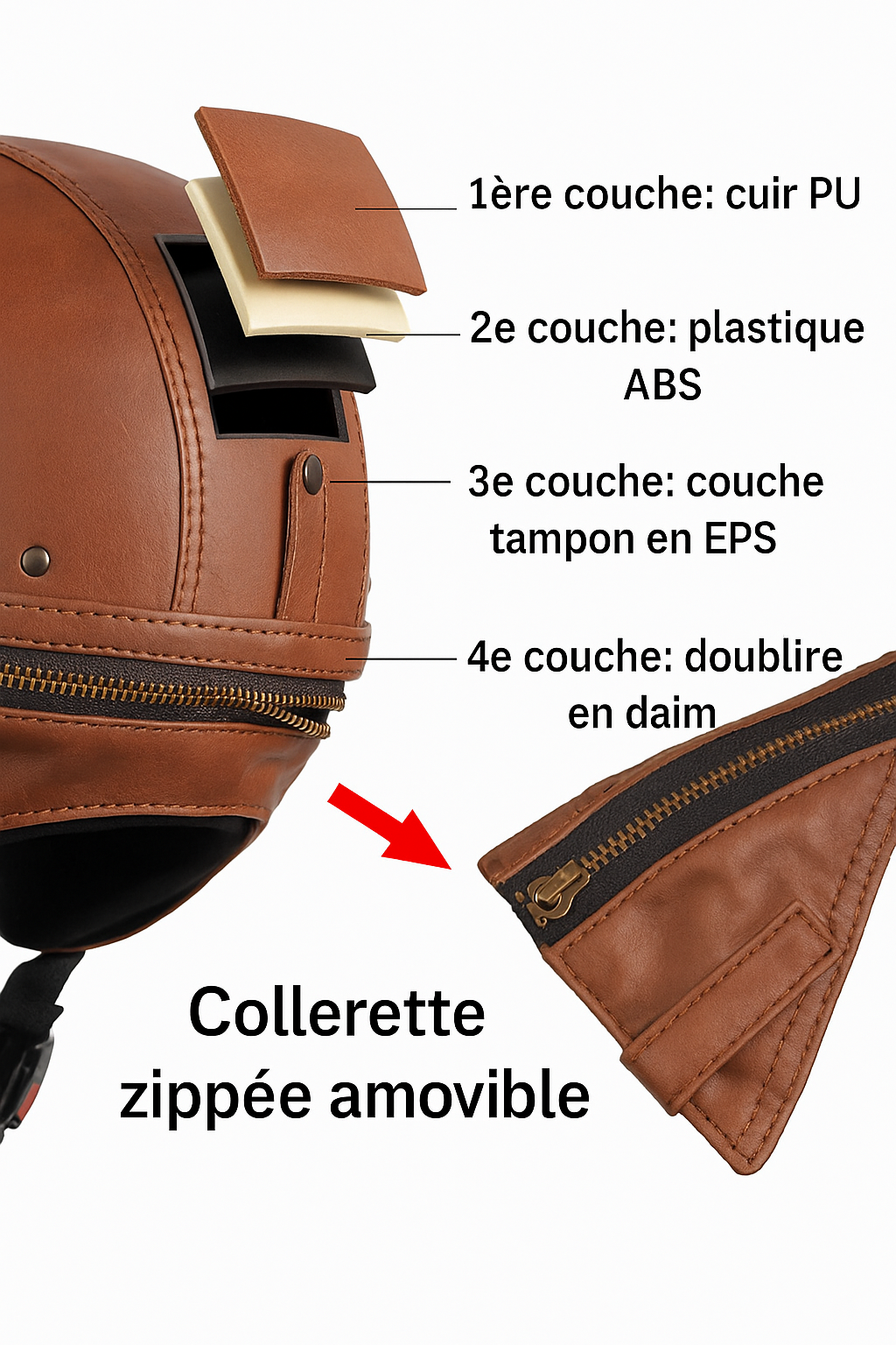 Casque moto vintage avec lunettes option