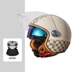 Casque moto vintage en cuir blanc - Vignette | StyleVintage™ 