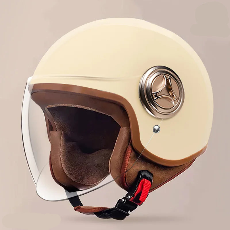 Casque moto vintage fantaisie jaune