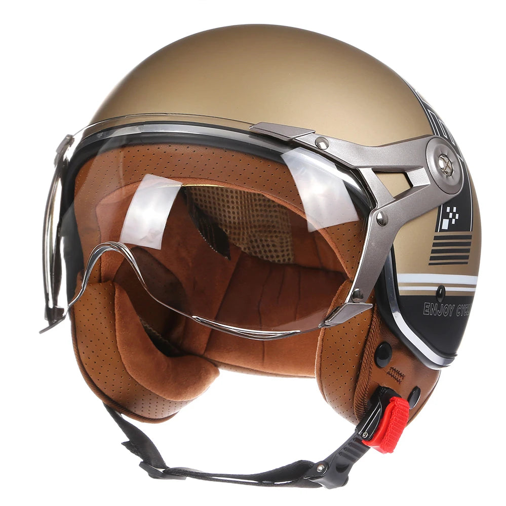 Casque moto vintage or
