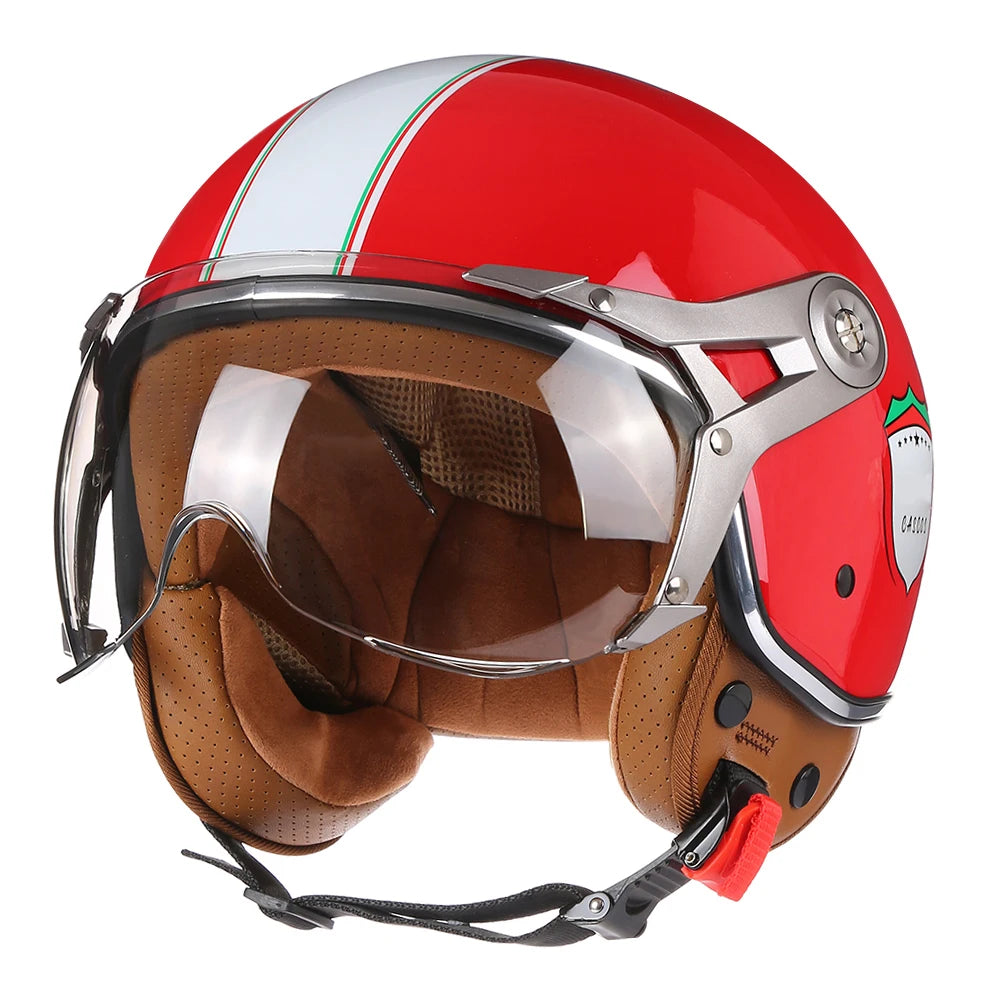 Casque moto vintage rouge