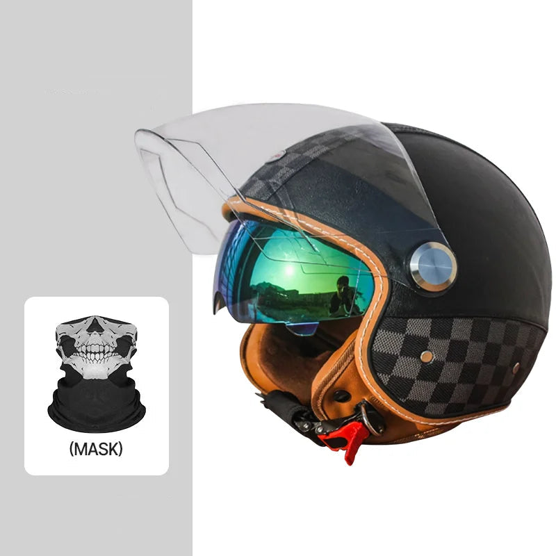 Casque vintage en cuir rétro