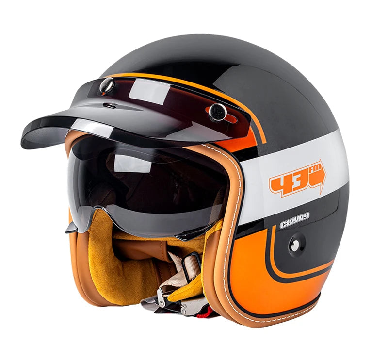 Casque vintage moto noir 