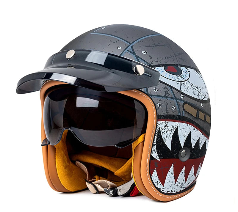 Casque vintage moto requin