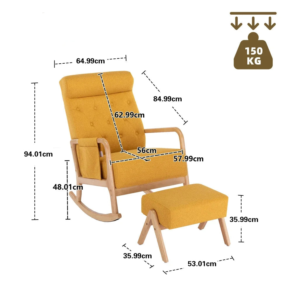 Chaise à bascule et pouf vintage taille