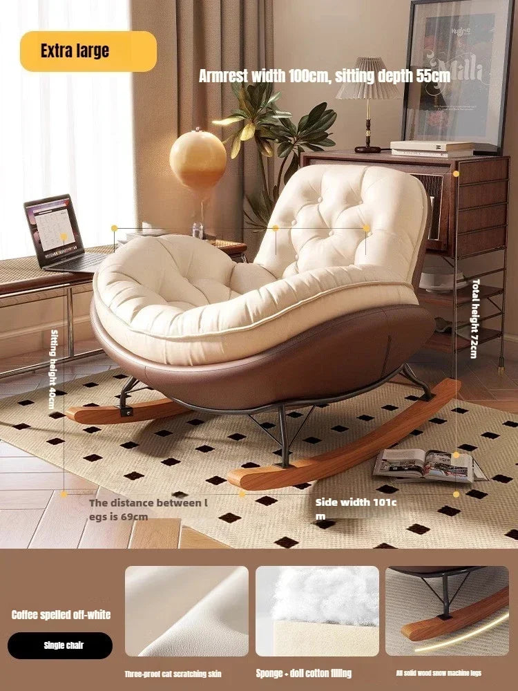 Chaise à bascule vintage scandinave marron