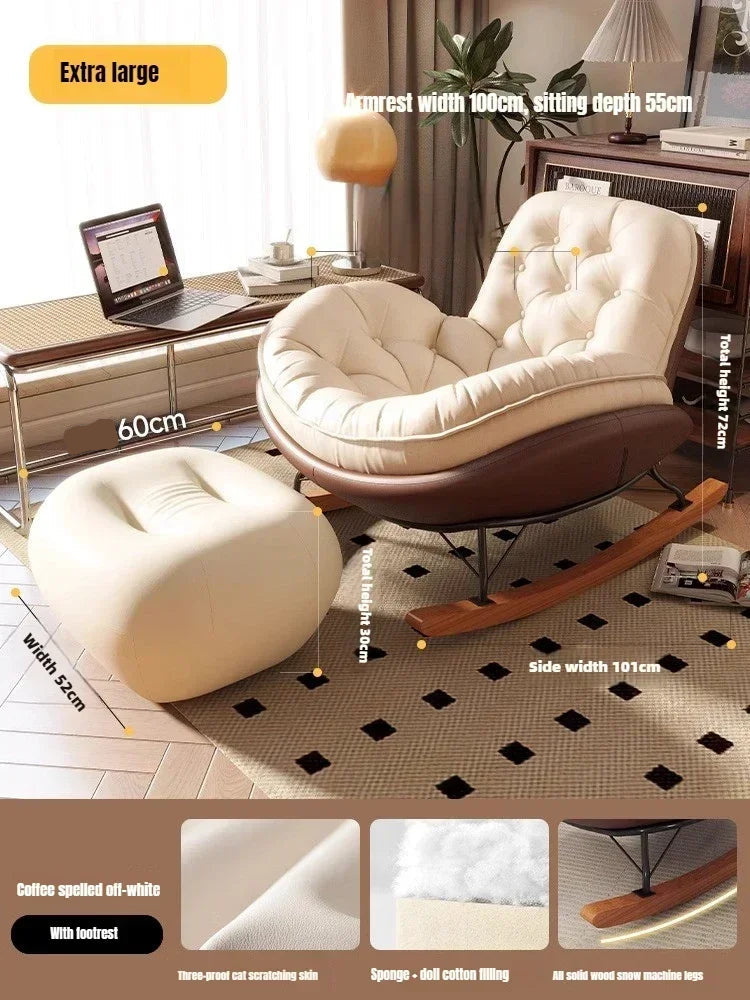 Chaise à bascule vintage scandinave pouf