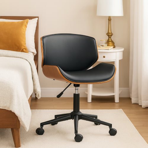 Chaise de bureau vintage PU à roulettes lit 