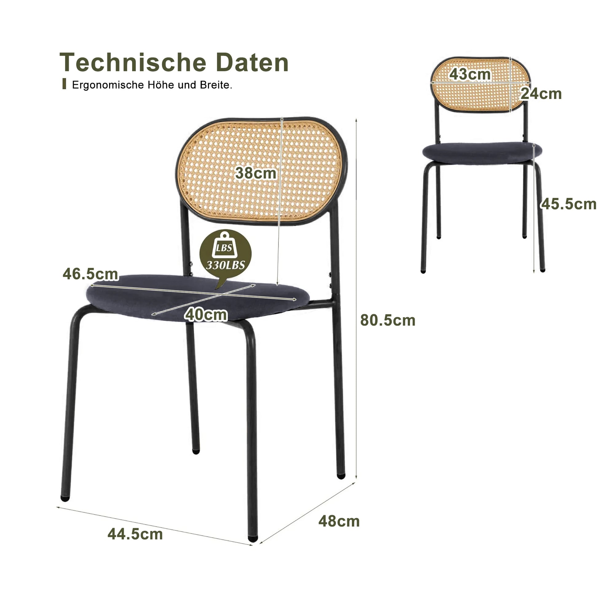 Chaise rétro rotin mesures