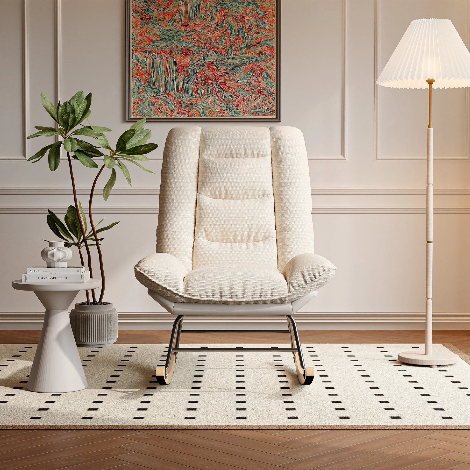 Chaise relaxante à bascule blanc