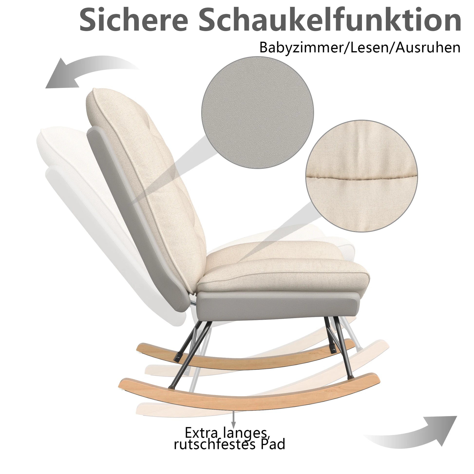 Chaise relaxante à bascule fond blanc 
