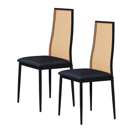 Chaise vintage noir rotin