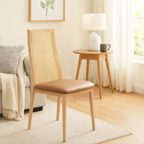 Chaise vintage rotin  cuir