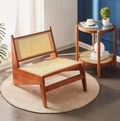 Chaise vintage style Japon tapis rond 