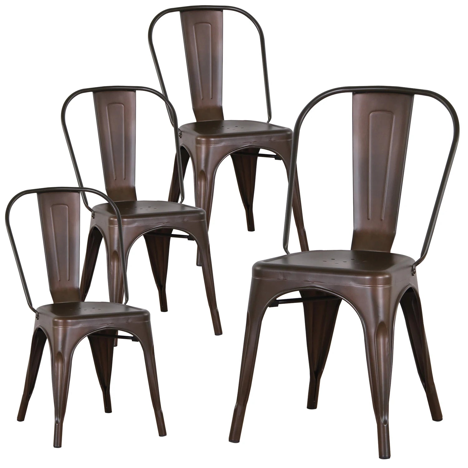 Chaises en métal vintage marron