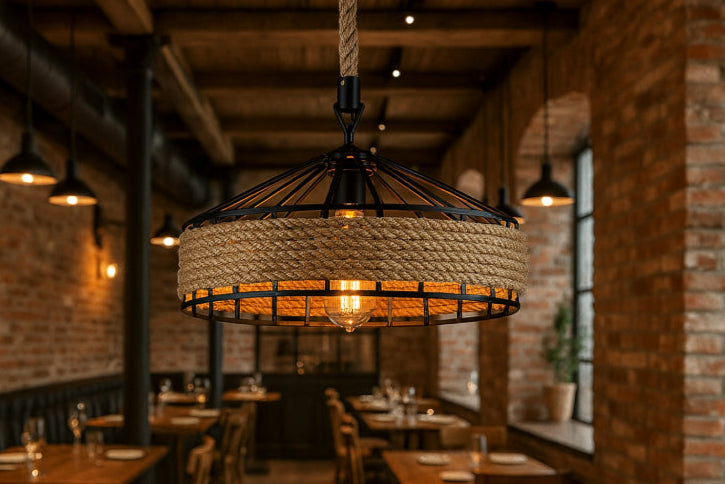 Chandelier industriel vintage nordique restaurant 
