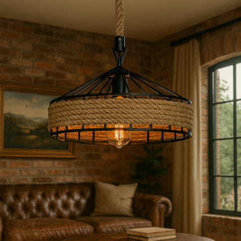 Chandelier industriel vintage nordique salon cuir