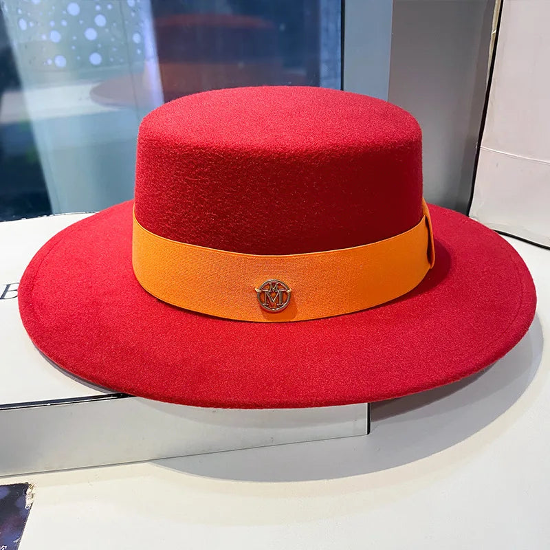 Chapeau femme rouge orange