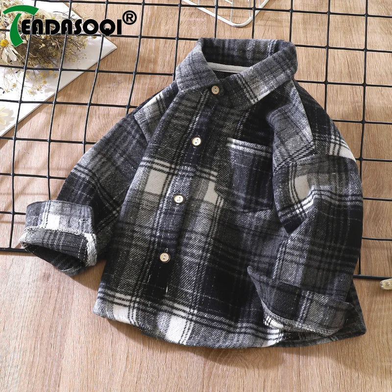 Chemise à carreaux vintage garçon noir