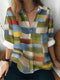 Chemise vintage femme vert bleu jaune