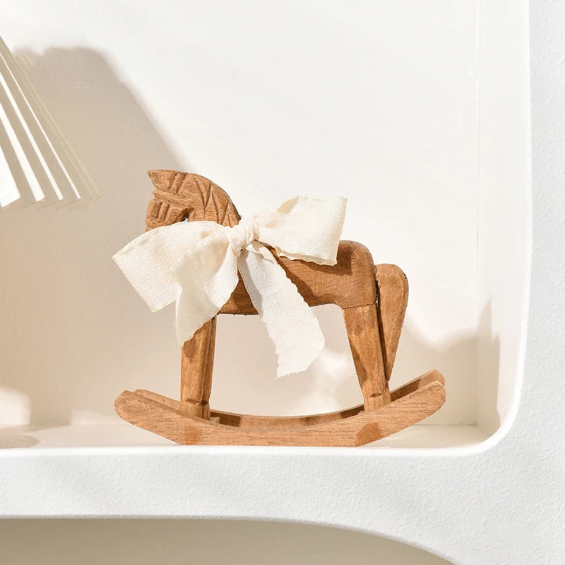 Cheval à bascule vintage fait main  bois naturel